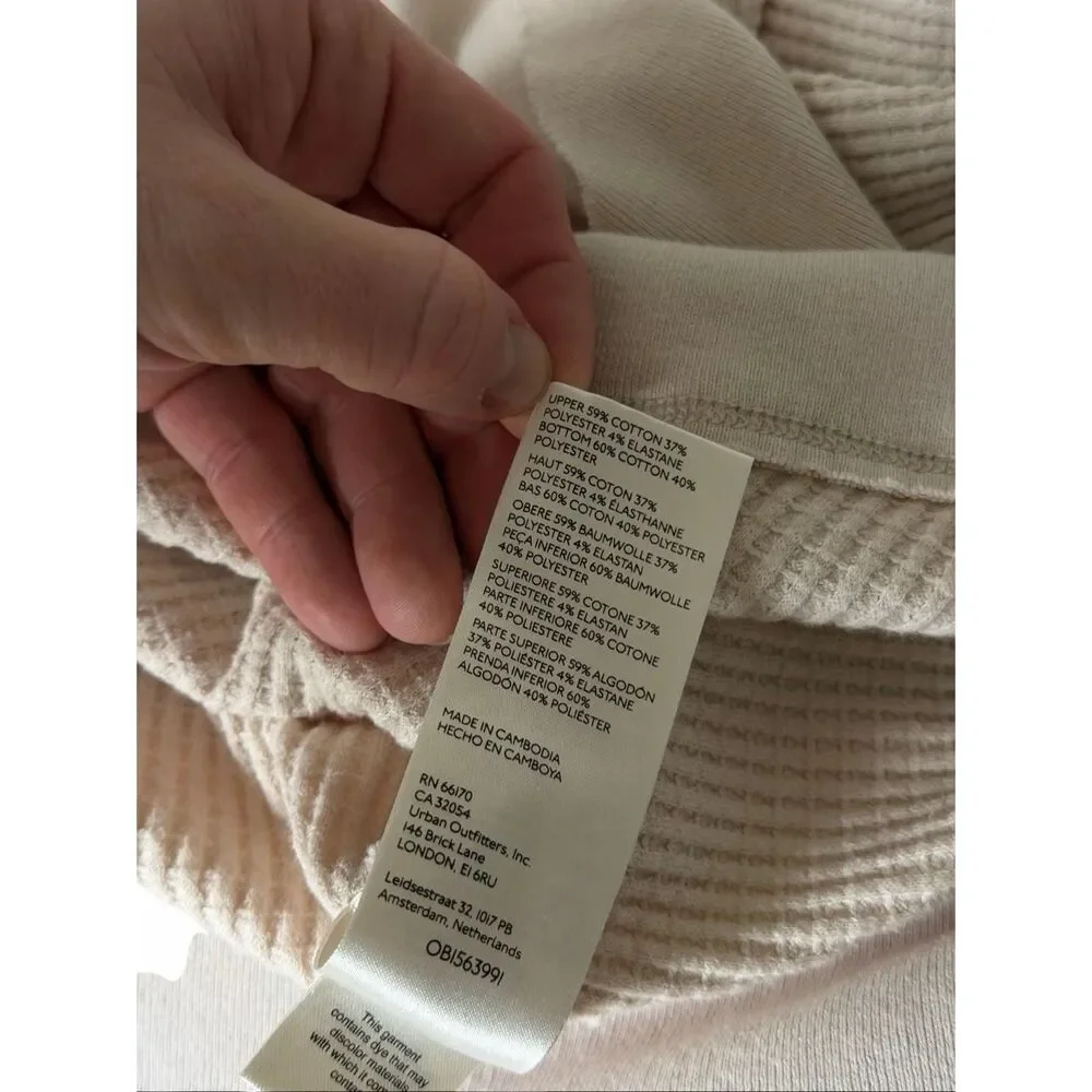 Free‎ People Top Henley Monterey Thermal Long Sleeve Light Pink Cream Small